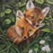 Foxes Painting, "Two Cuddling Kits"